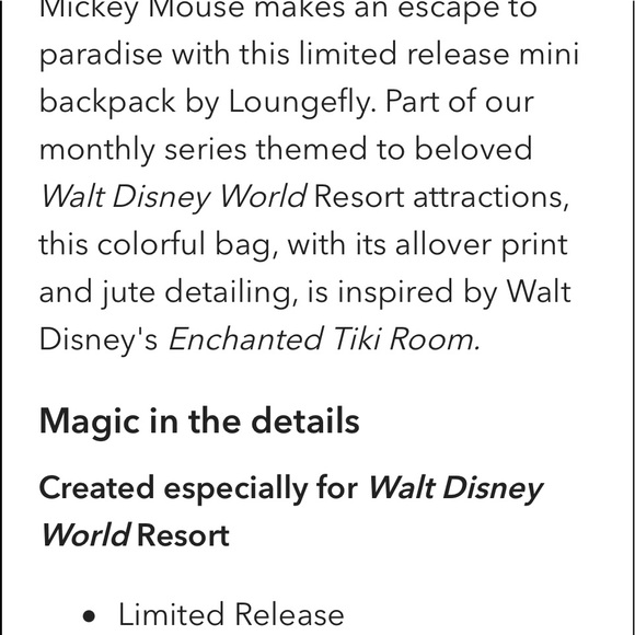 Nwt loungefly Disney The main attraction Enchanted Tiki Room mini backpack - Picture 4 of 5